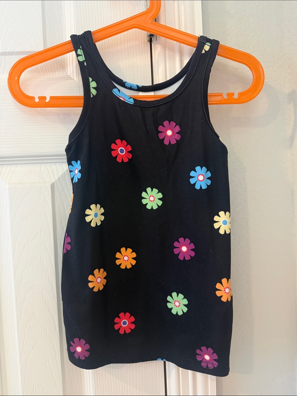 Baby Girls' 70s Style Black Floral Dress - Multicolor Daisy Print